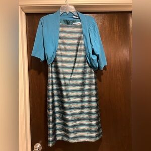 Antonio Melani Teal and Silver Striped Dress